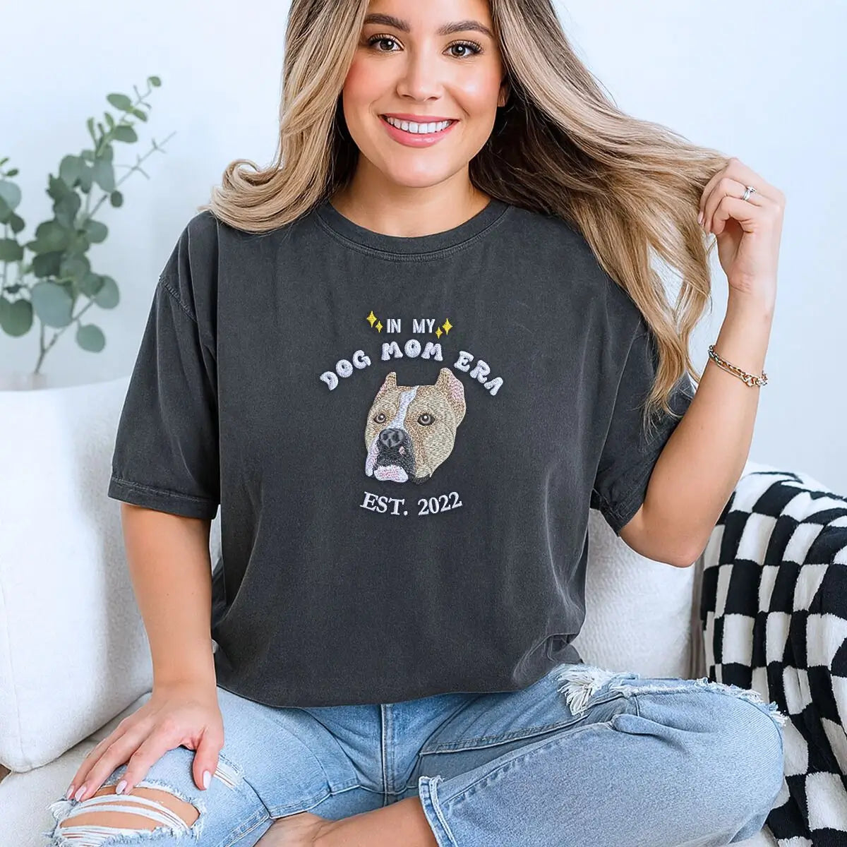 Custom Embroidered Dog Mom Era Shirt | Personalized Pet Lover Gift