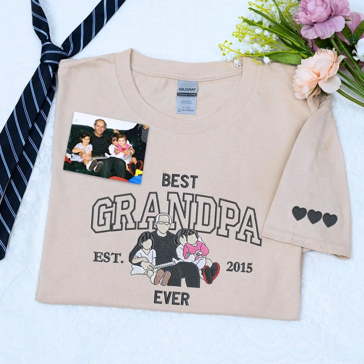 Personalized Grandpa Portrait Embroidery Shirt - Best Grandpa Gift