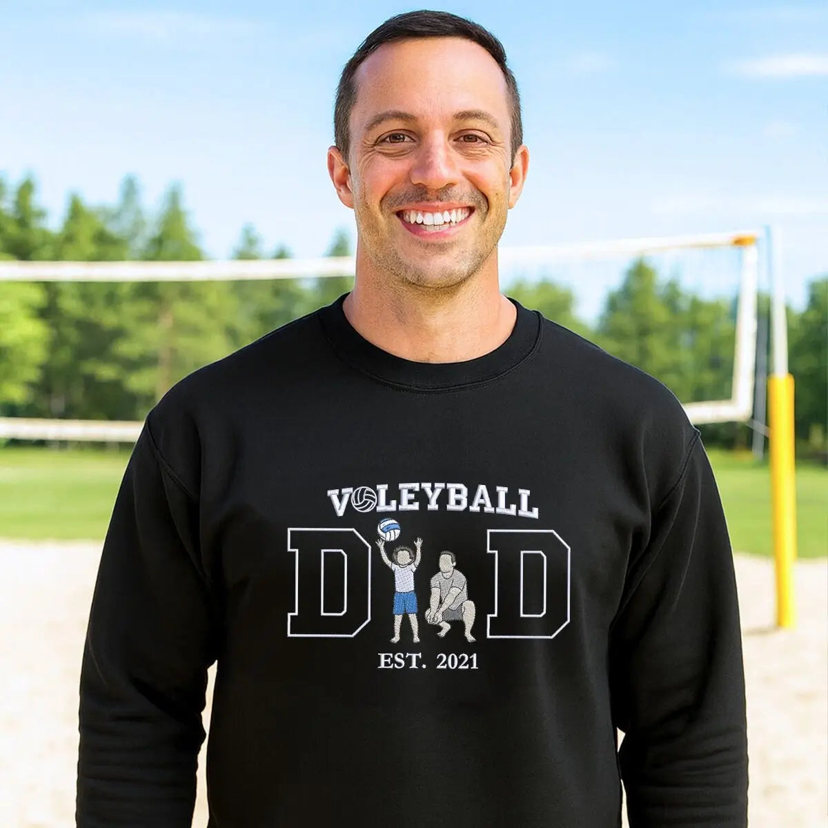 Custom Volleyball Dad Photo Sweatshirt | Personalized Embroidered Gift for Fathers Day