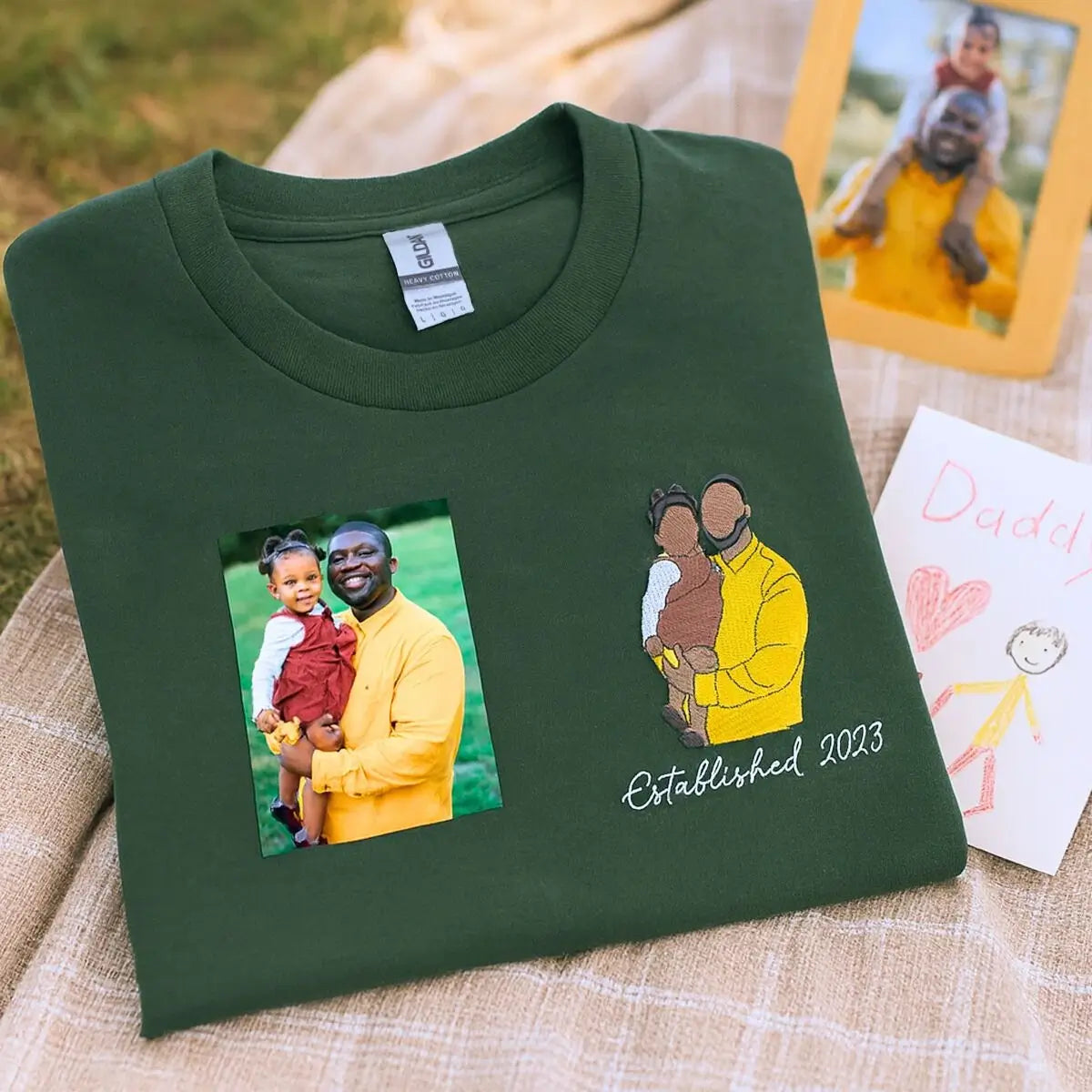 Embroidered Awesome Dad Custom T-Shirt with Kids Names, Tribute Gift