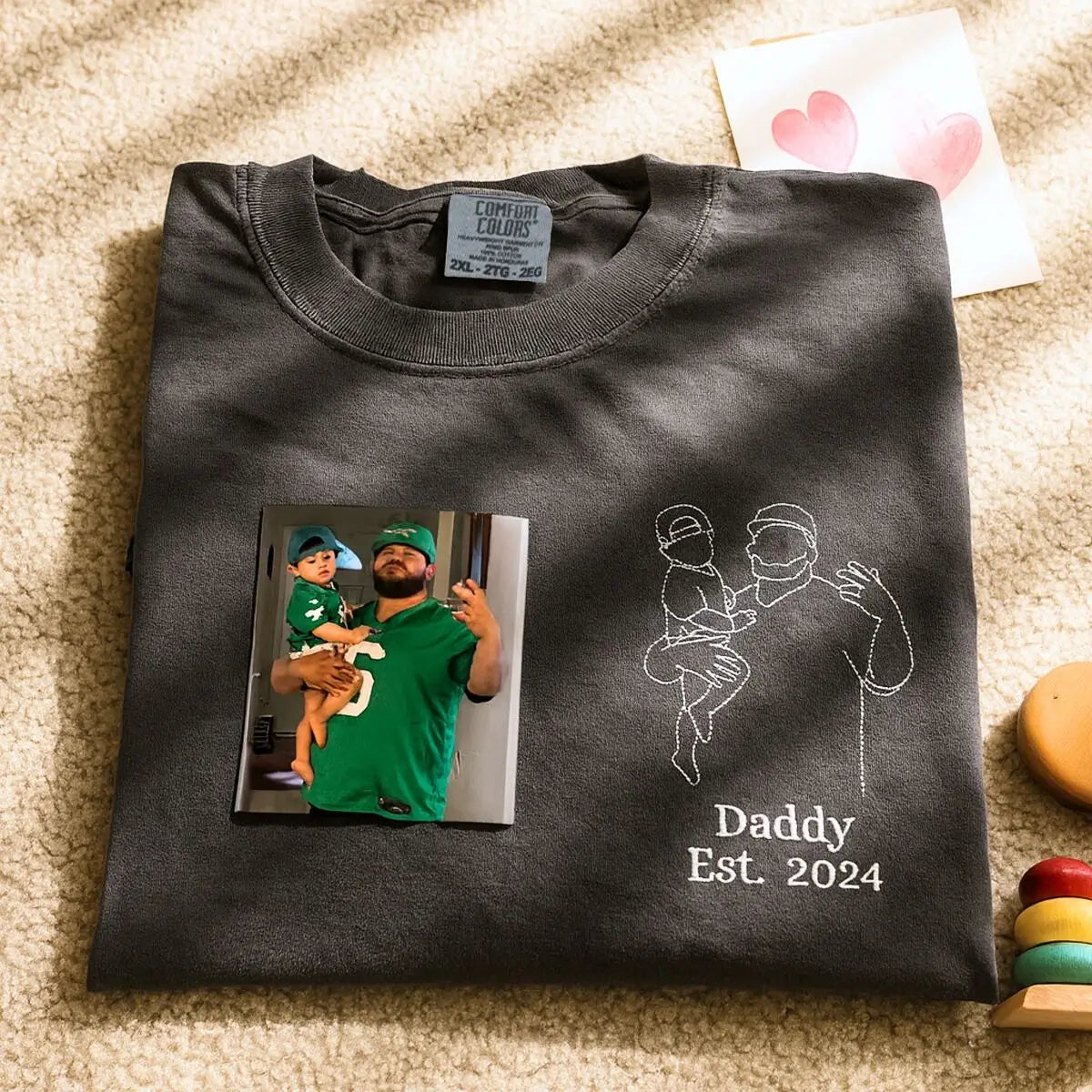 Embroidered Awesome Dad Custom T-Shirt with Kids Names, Tribute Gift