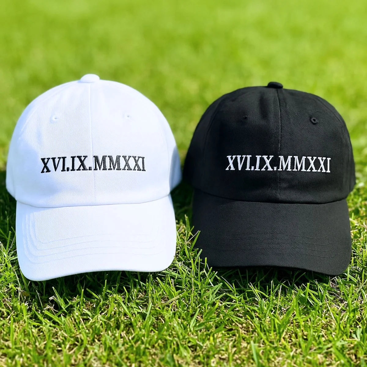 Personalized Roman Numeral Wedding Date Hat - Embroidered Bride Groom Unisex Gift