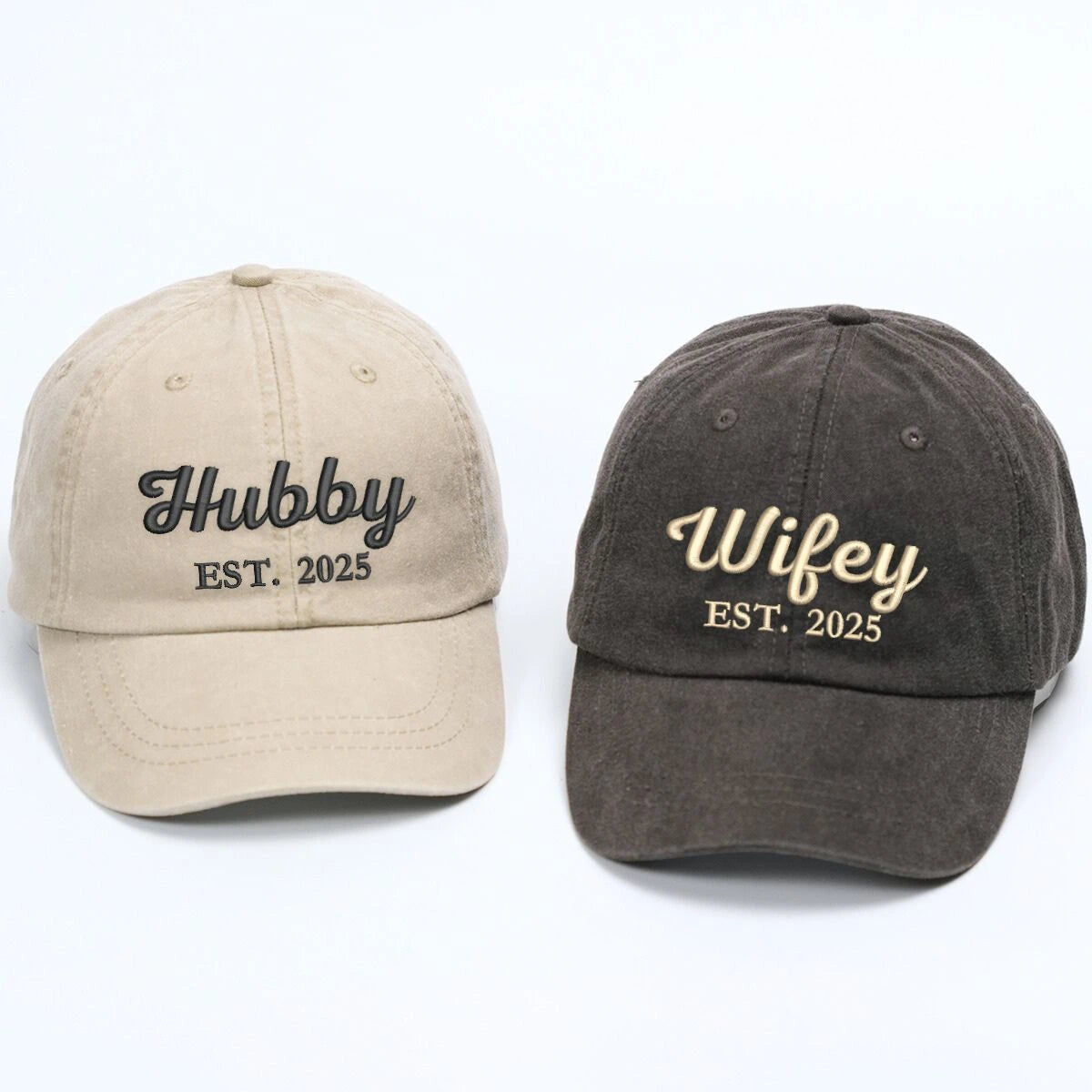 Personalized Couple Embroidered Hats, Wedding Gift Set