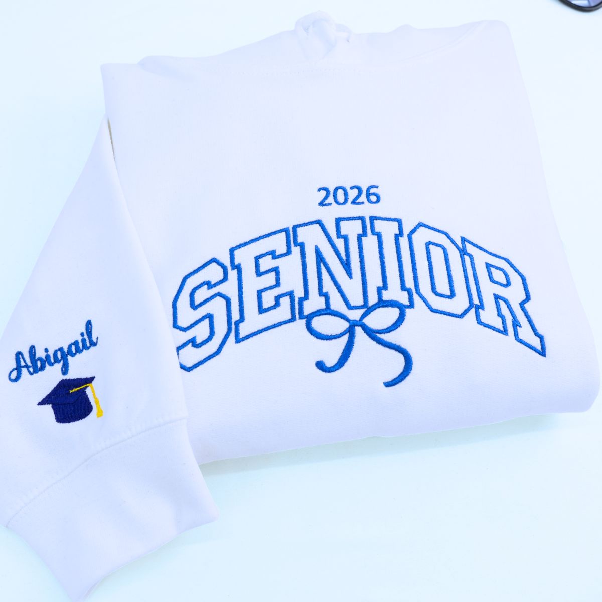 Personalized Coquette Bow Senior Shirt | Class of 2026 Embroidered Sweatshirt