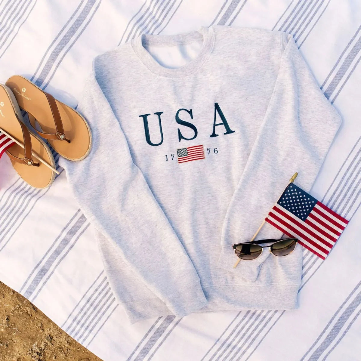 USA Flag 1776 Patriotic Sweatshirt - Independence Day Apparel