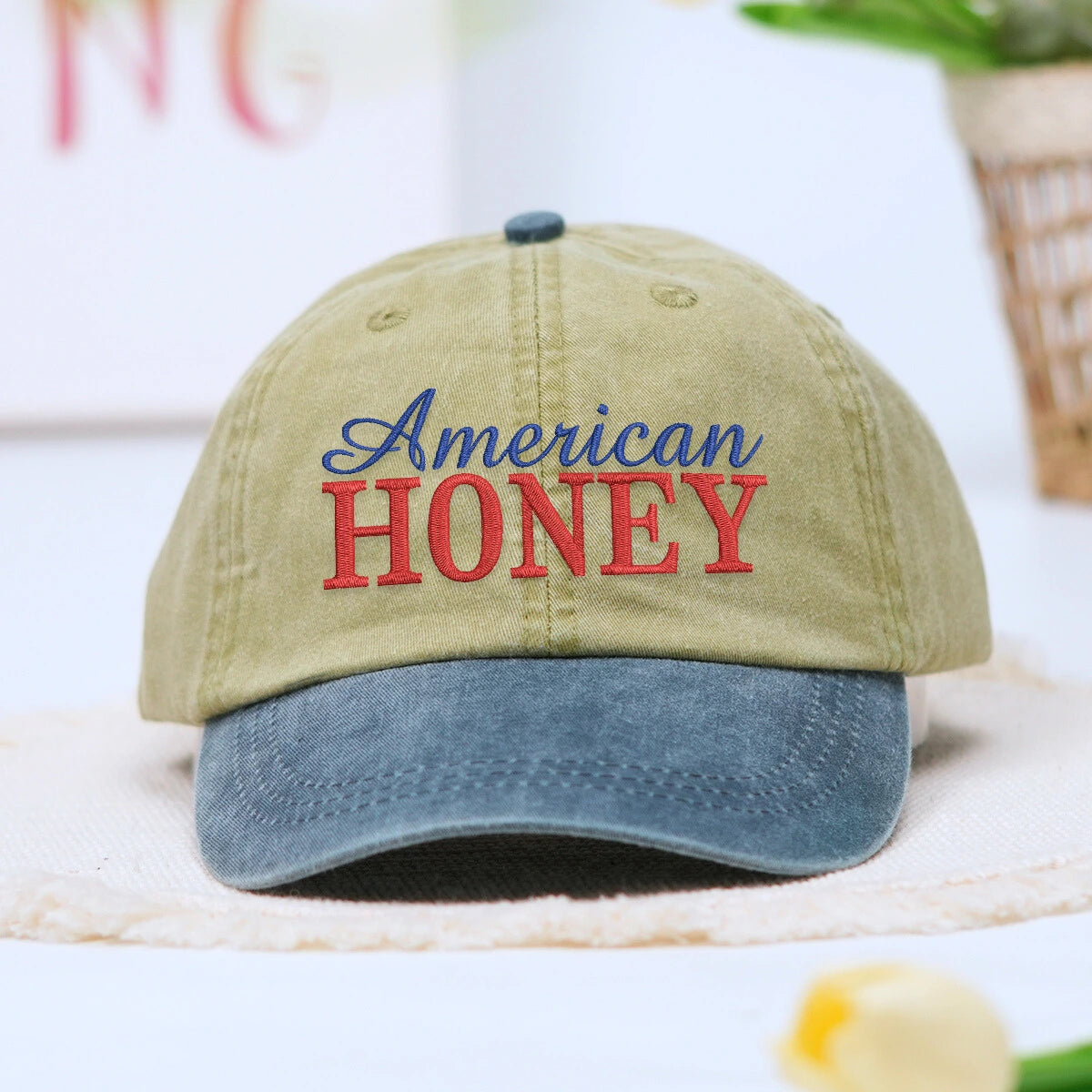 Embroidered American Honey Cap | Vintage Washed Adjustable Hat
