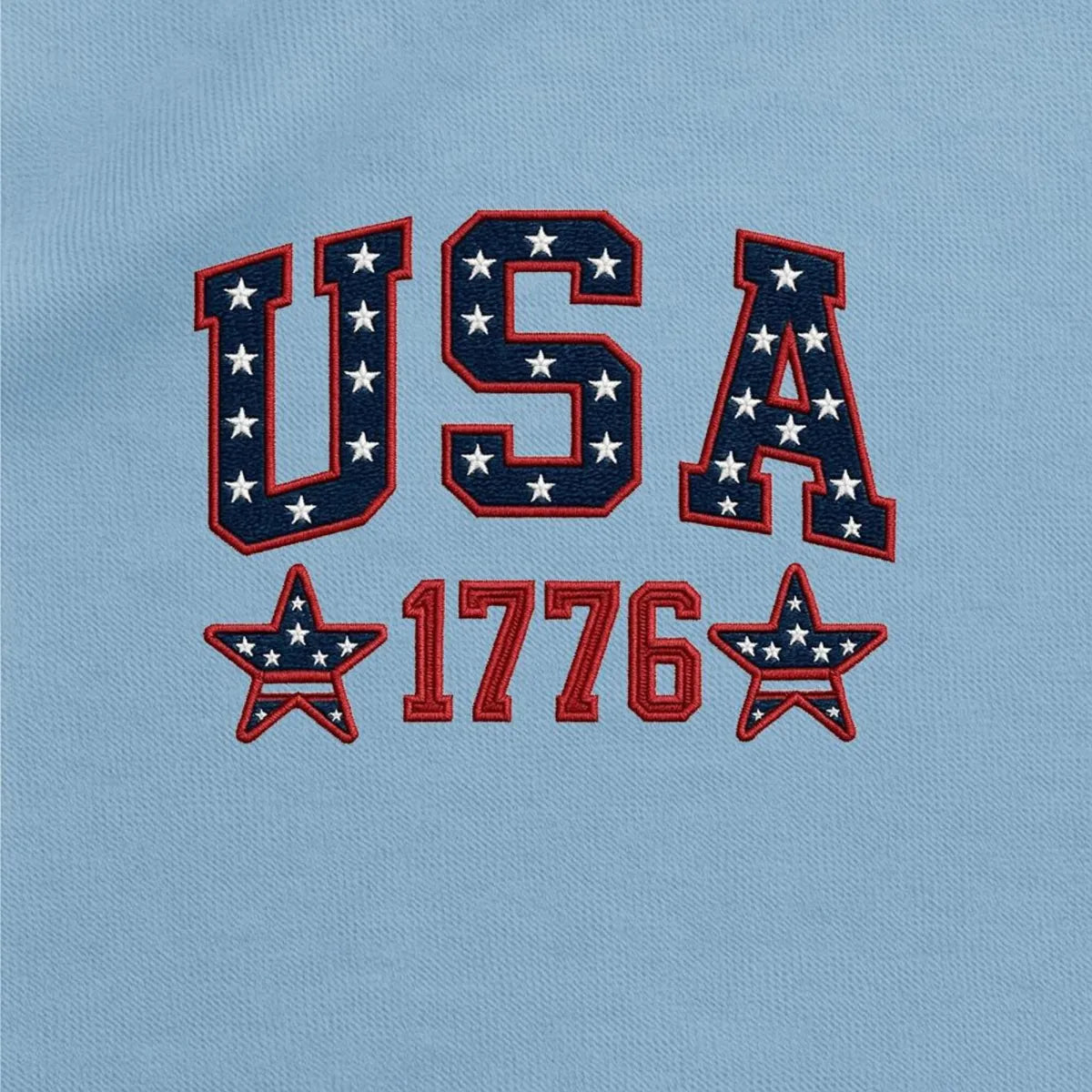 Embroidered USA Flag 1776 Patriotic Sweatshirt - Classic Varsity Style