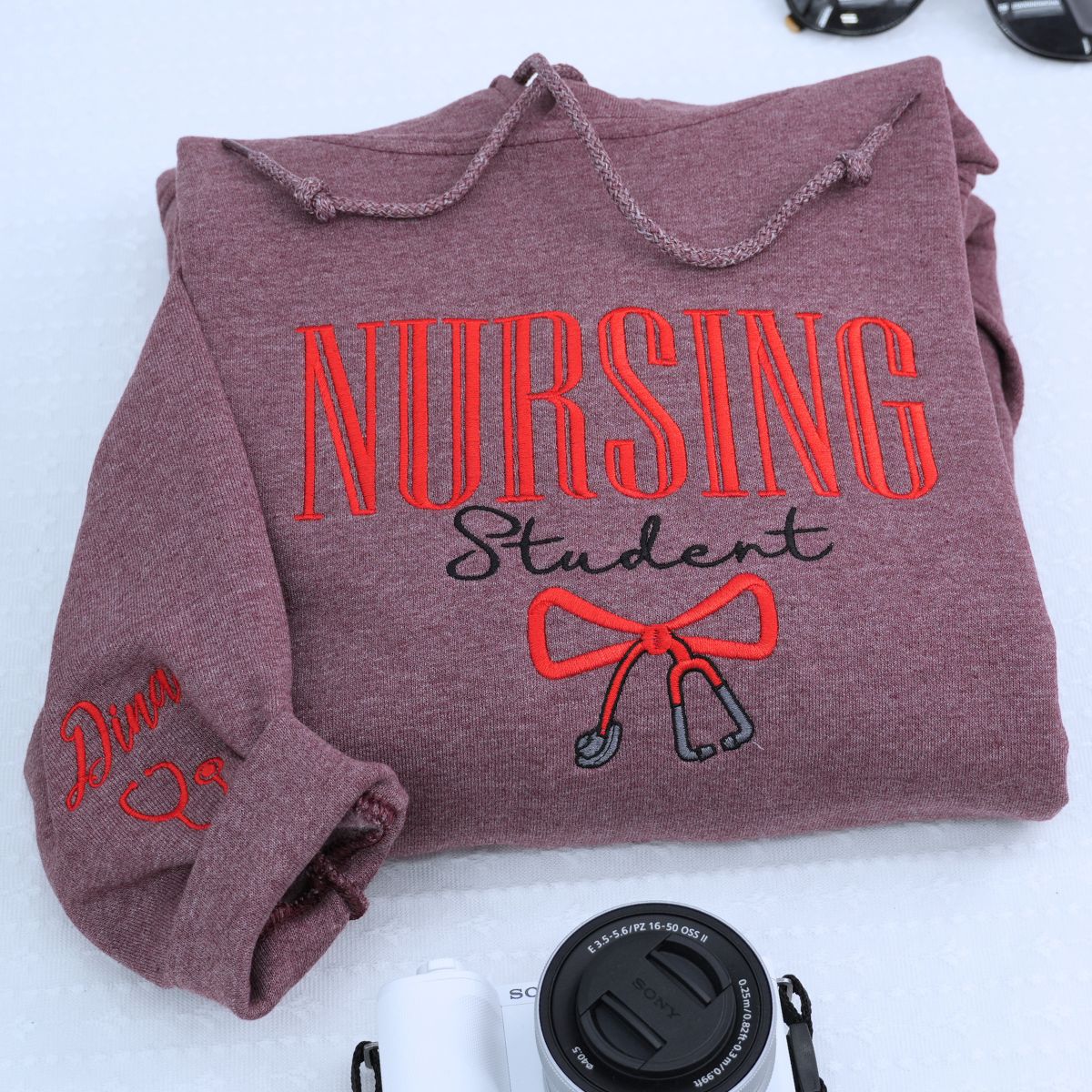 Bow Stethoscope Nursing Student Sweater - Thoughtfully Embroidered