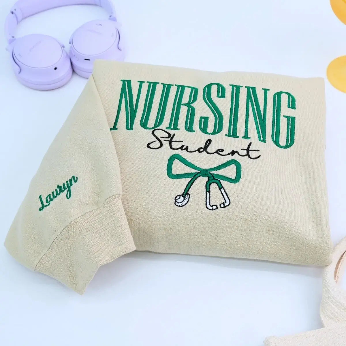 Bow Stethoscope Nursing Student Sweater - Thoughtfully Embroidered