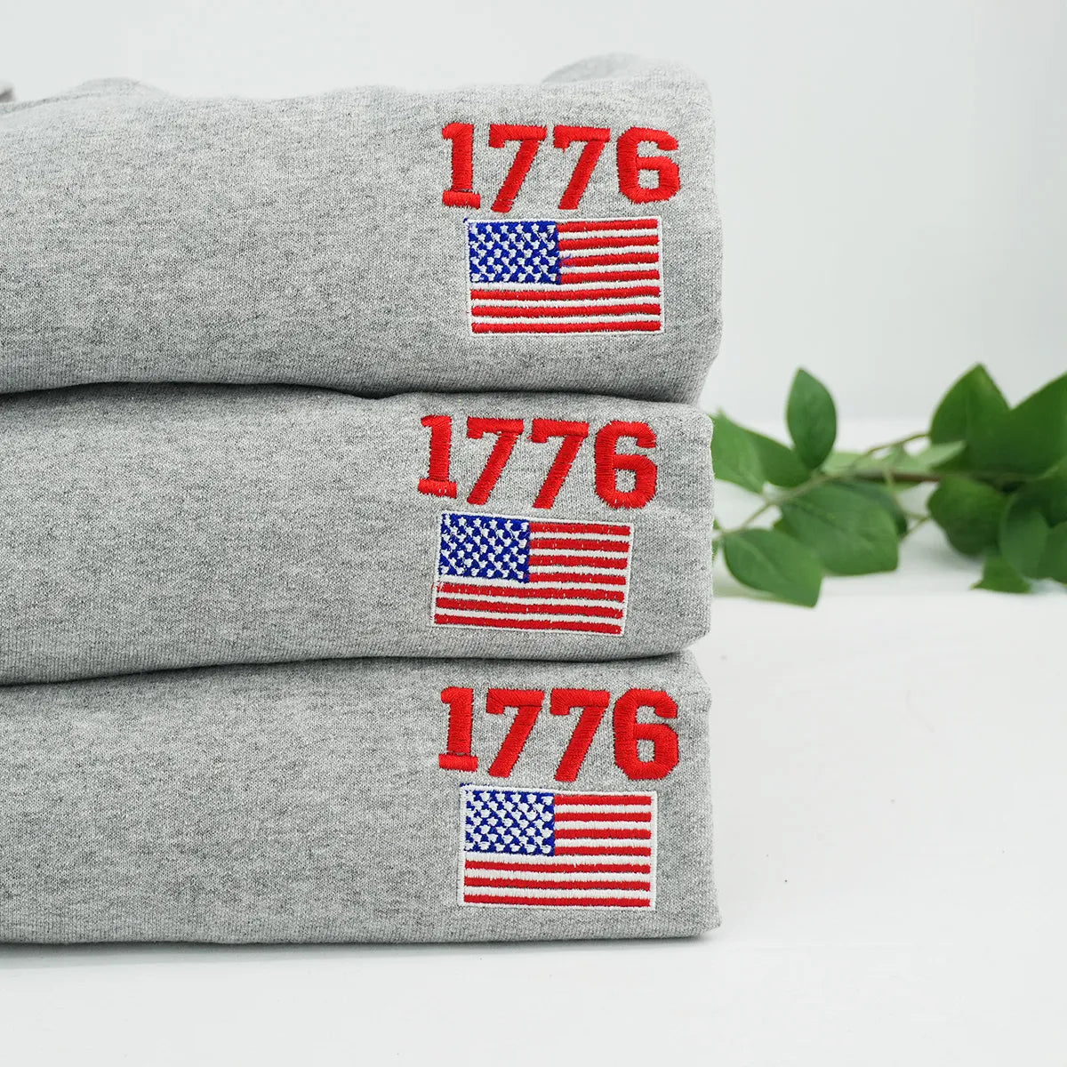 Patriotic 1776 Flag Embroidered Sweatshirt - Independence Day Apparel