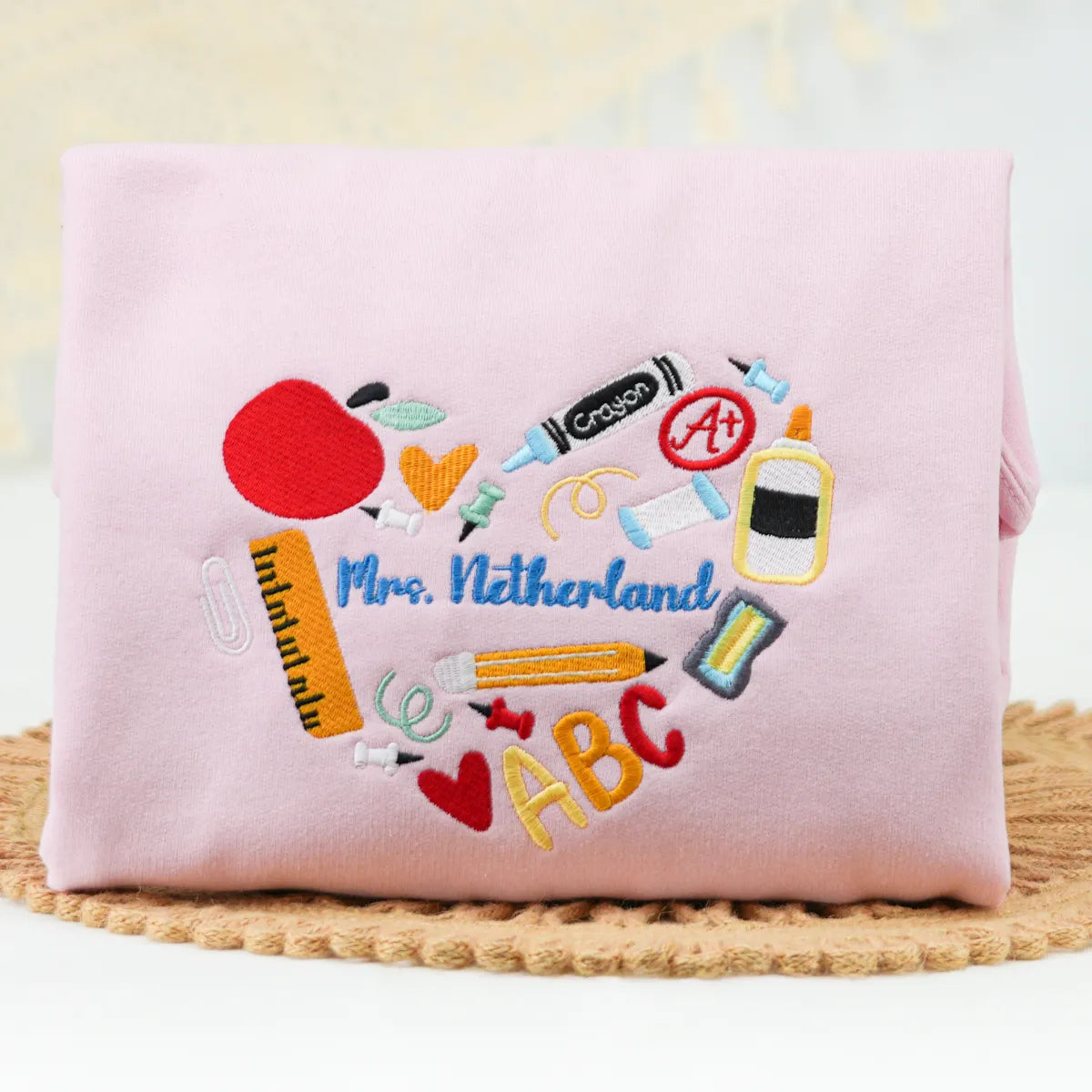 Personalized Teacher Embroidered Sweatshirt with Custom Name, Thoughtful Gift