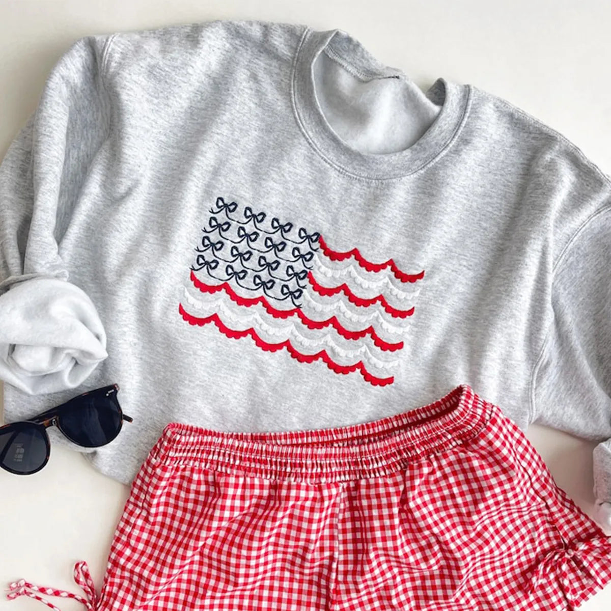 Embroidered American Flag Sweatshirt - Patriotic July 4th Apparel