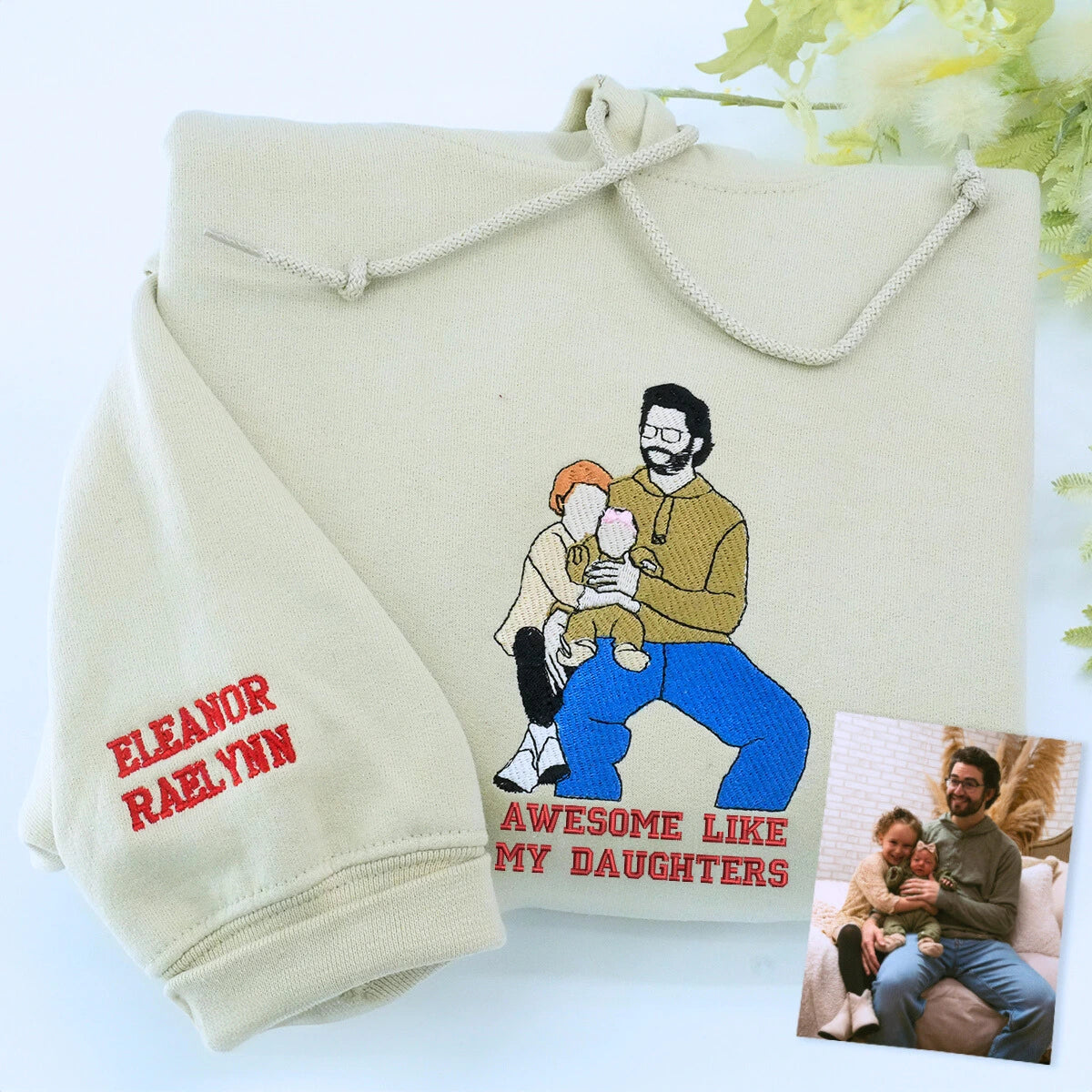 Custom Embroidered Papa Life T-Shirt - Personalized First Father Day Gift