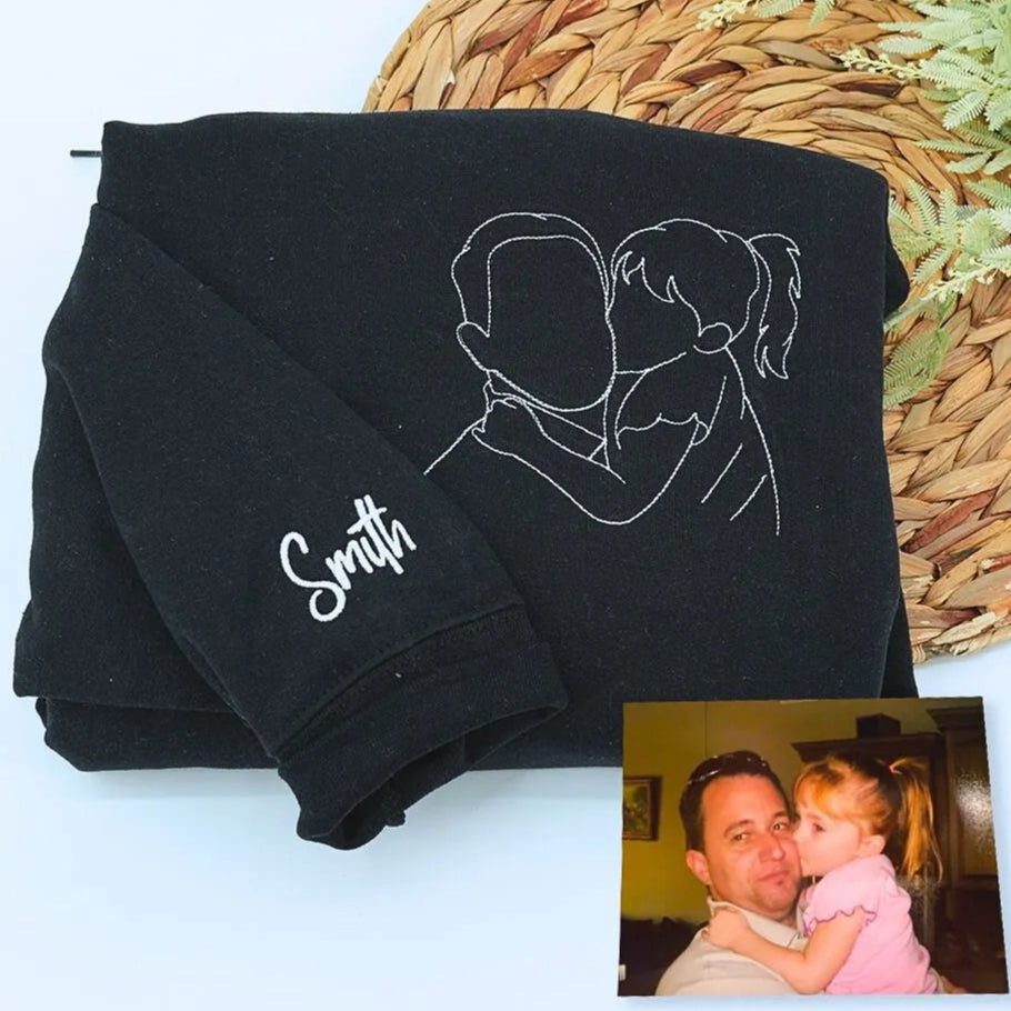 Personalized New Grandpa Embroidered Portrait Shirt - Custom Baby Photo