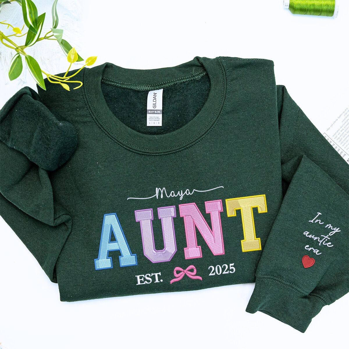 Personalized Mom Heart Sweatshirt with KidsNames Embroidered