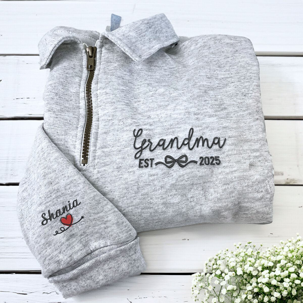 Embroidered Mama Quarter Zip Sweatshirt | Thoughtful Mothers Gift