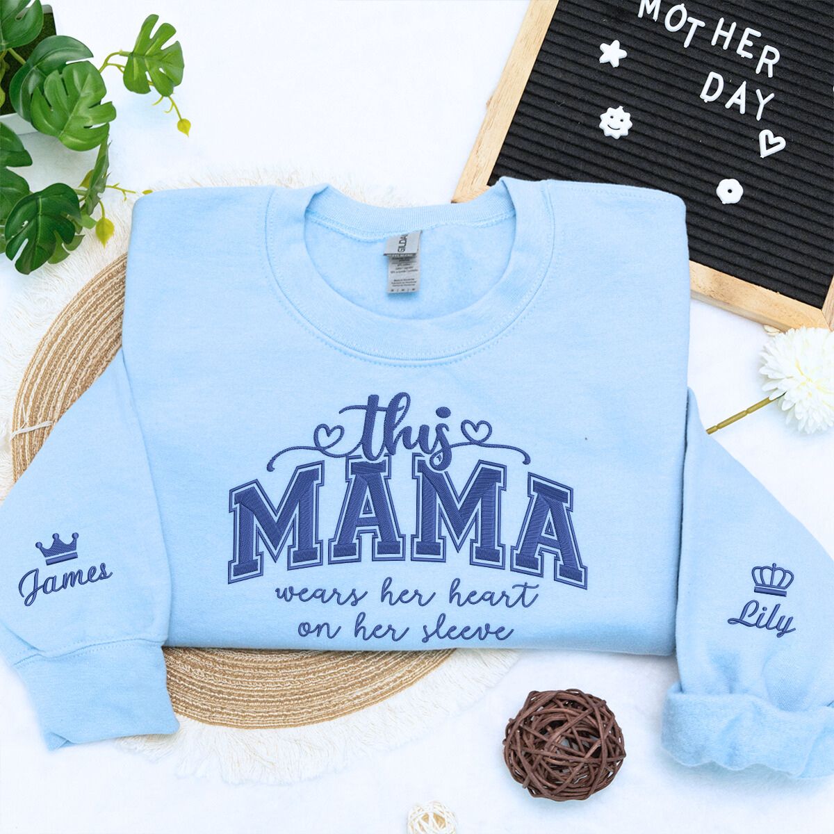 Custom Embroidered Family Love Sweatshirt for Mothers Day