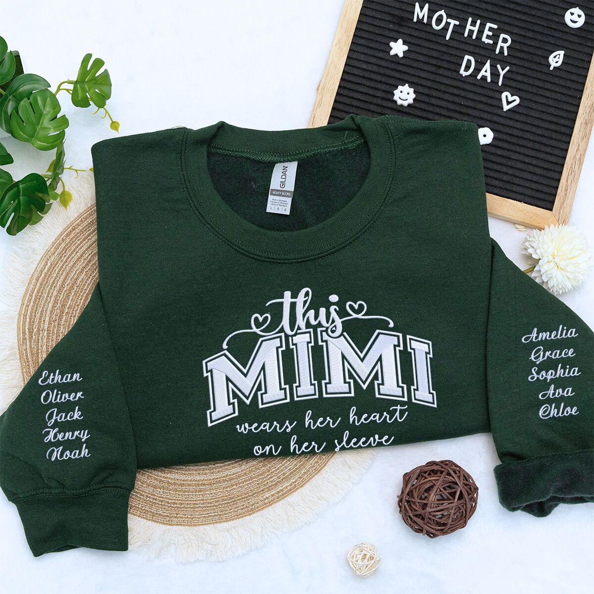 Custom Embroidered Family Love Sweatshirt for Mothers Day
