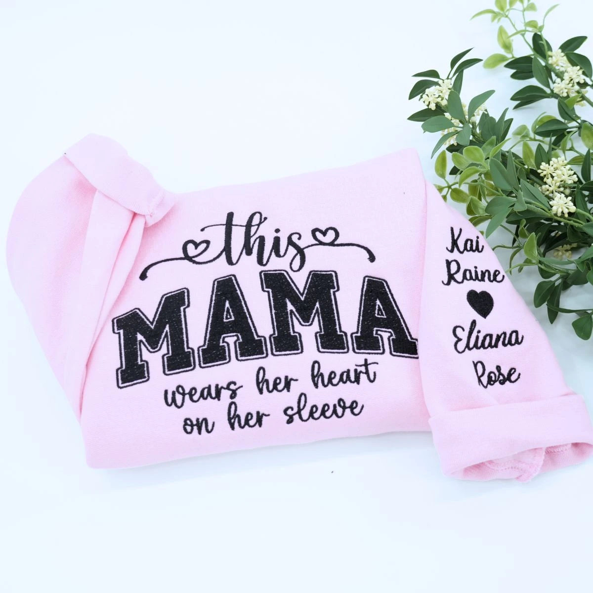 Custom Embroidered Family Love Sweatshirt for Mothers Day