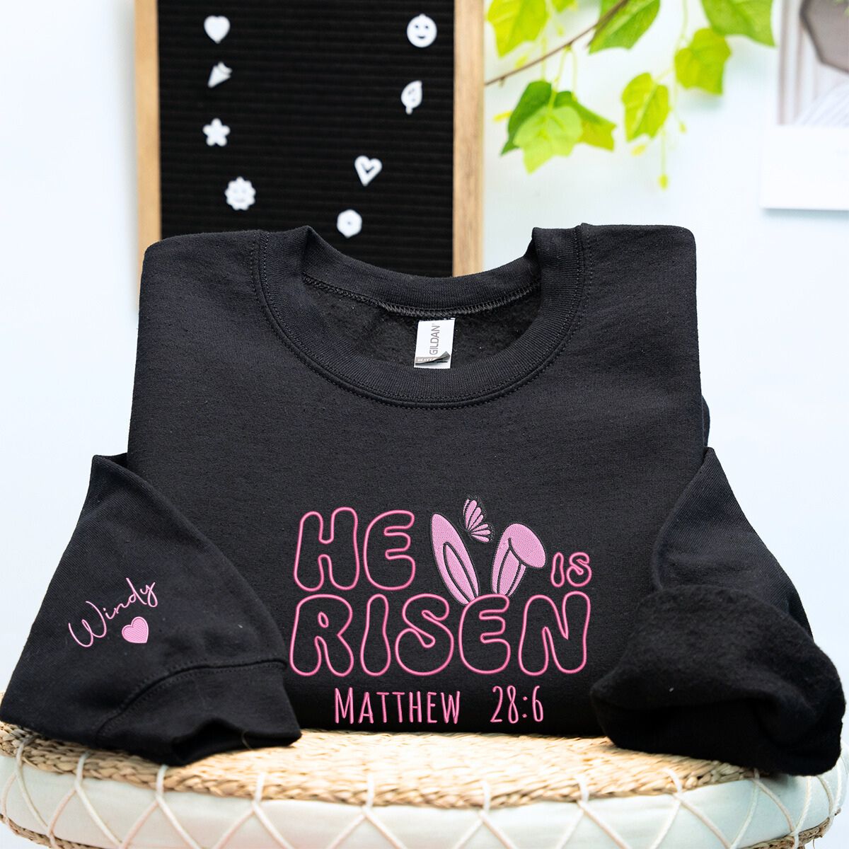 Faithful He Is Risen Embroidered Sweatshirt or Hoodie