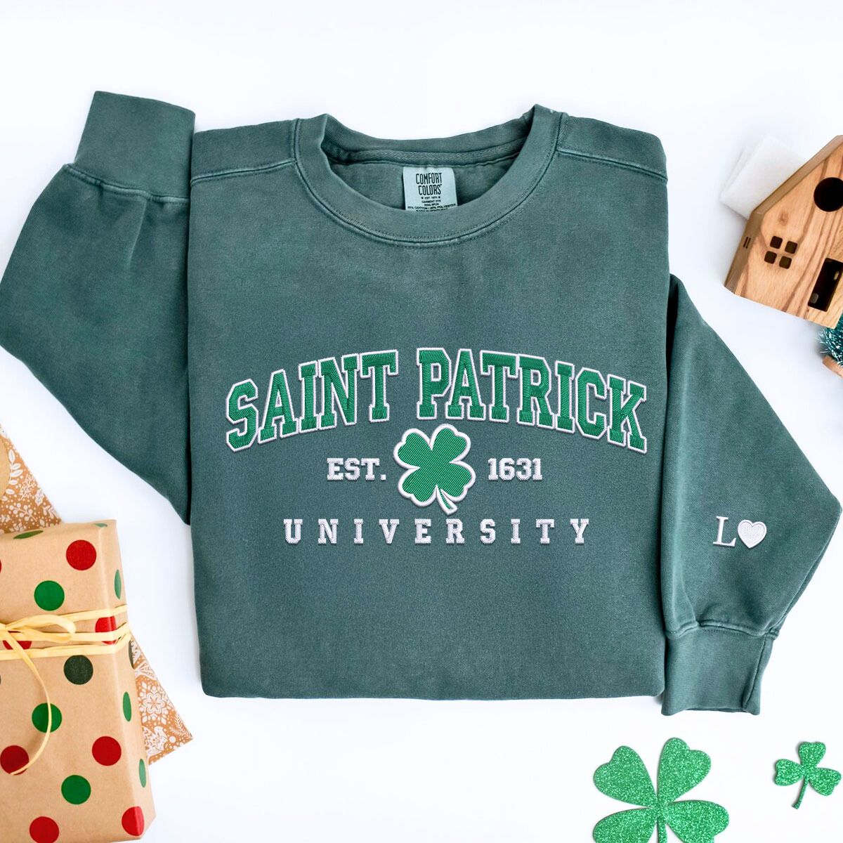 St. Patrick University Embroidered T-Shirt or Sweatshirt - Irish Day Gift