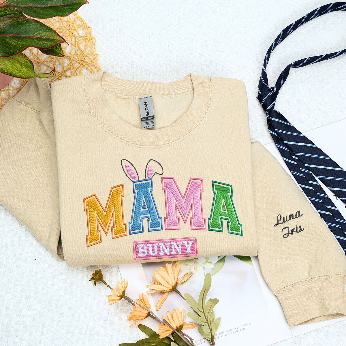 Embroidered Mama Bunny Custom Shirt - Easter Gift For Mom & Grandma