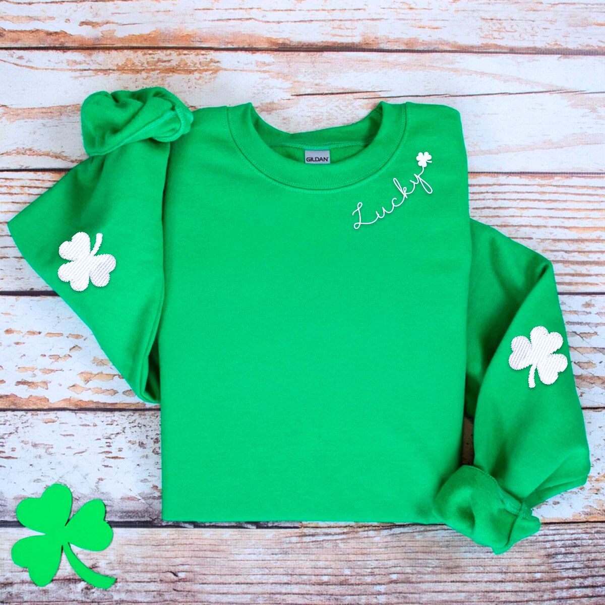 Embroidered Shamrock Elbow Patch St. Paddy’s Hoodie