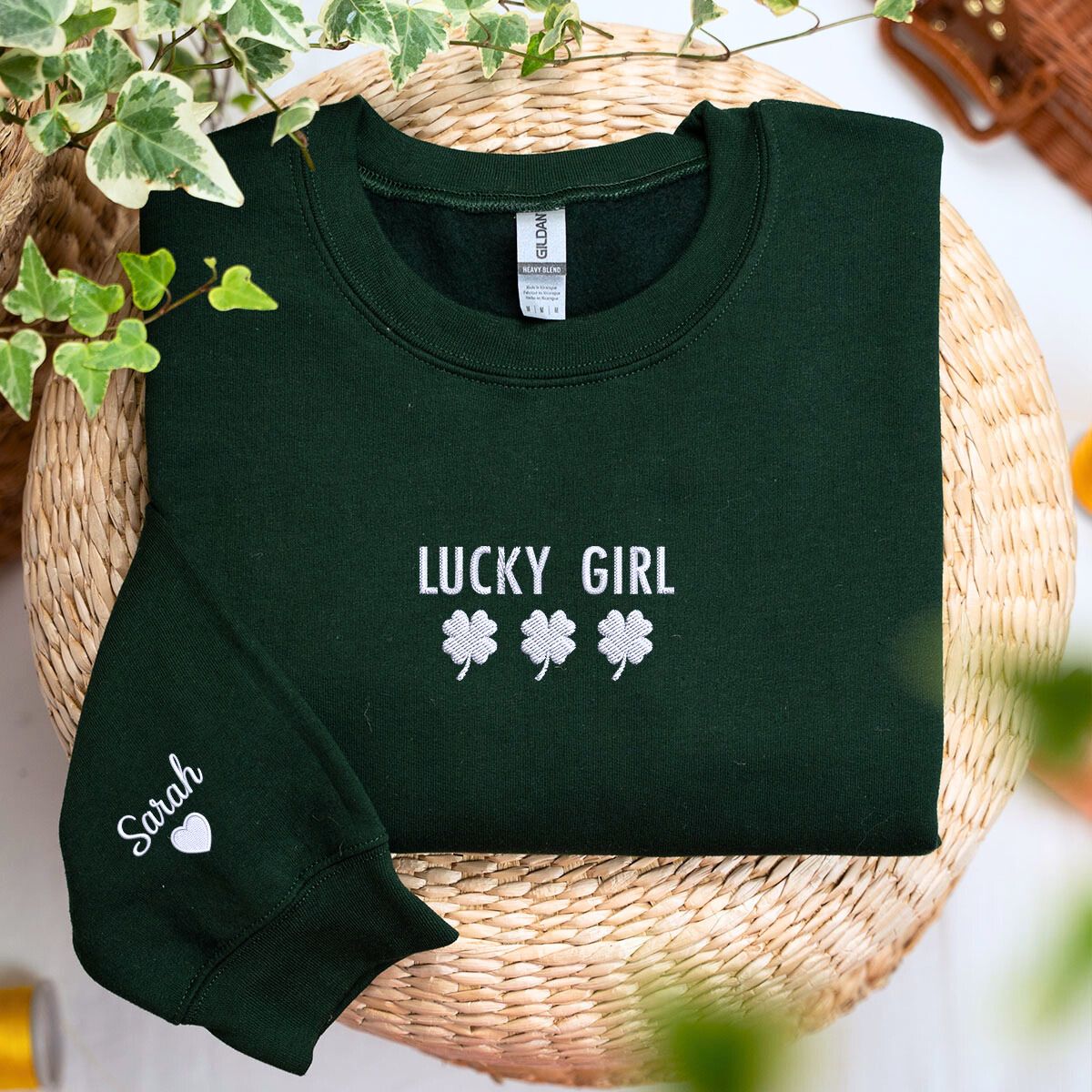 St Patricks Day Lucky Girl Shamrock Sweatshirt or Hoodie