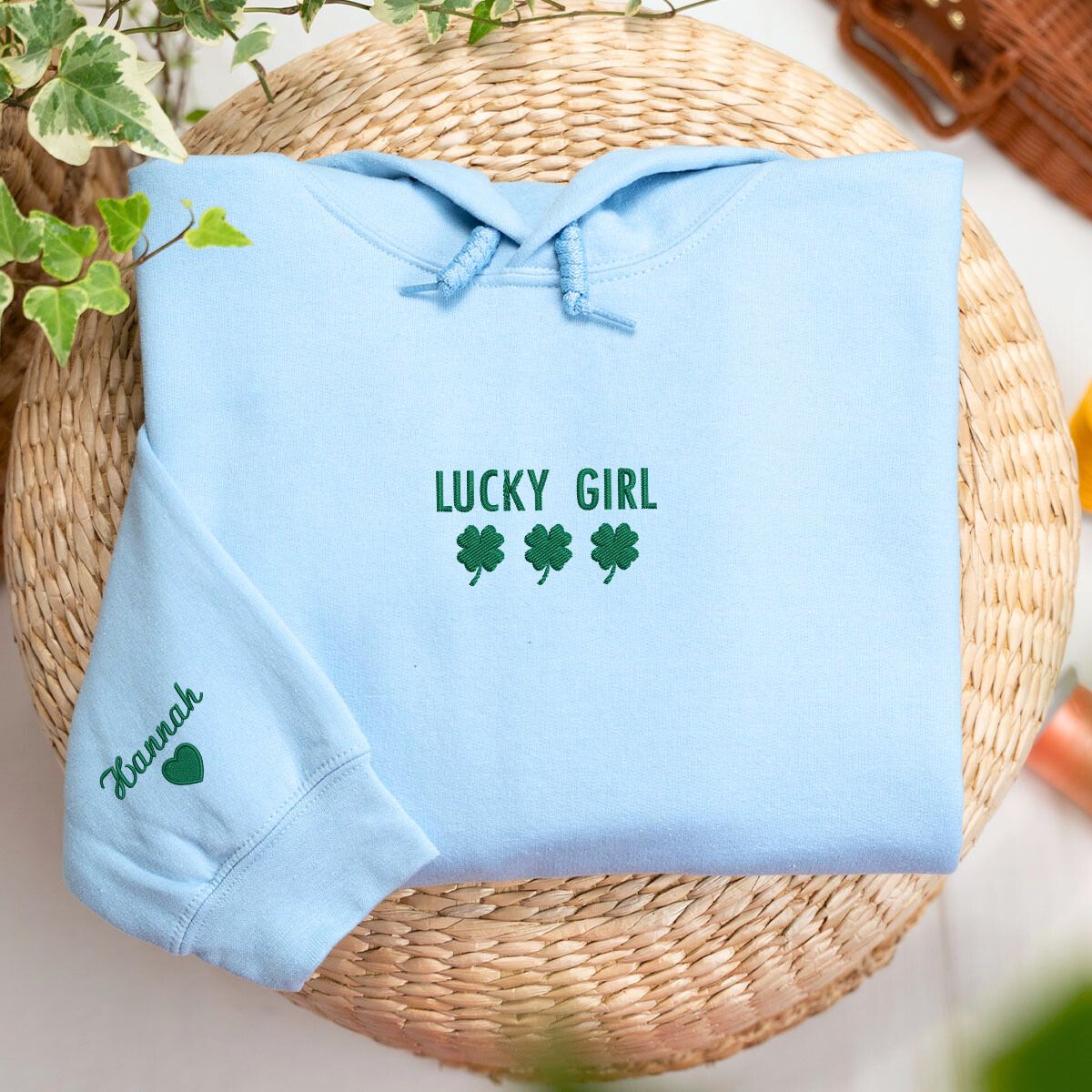 St Patricks Day Lucky Girl Shamrock Sweatshirt or Hoodie