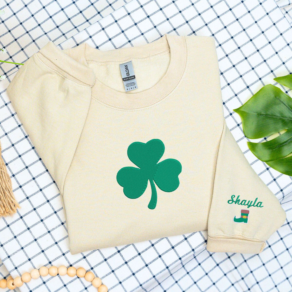 St Patricks Day Shamrock Embroidered Sweatshirt or Hoodie