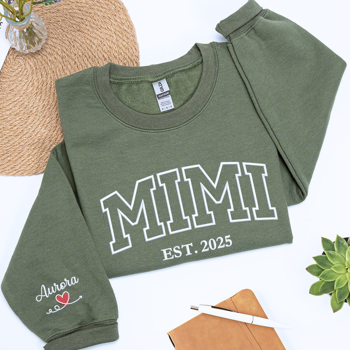 Personalized Varsity Text Embroidered Sweatshirt or Hoodie for Mimi