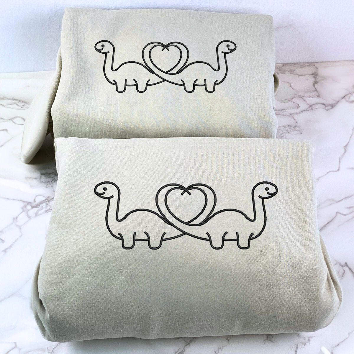 Dinosaur Heart Shaped Tail Sweatshirt or Hoodie, Personalized Couple Gift