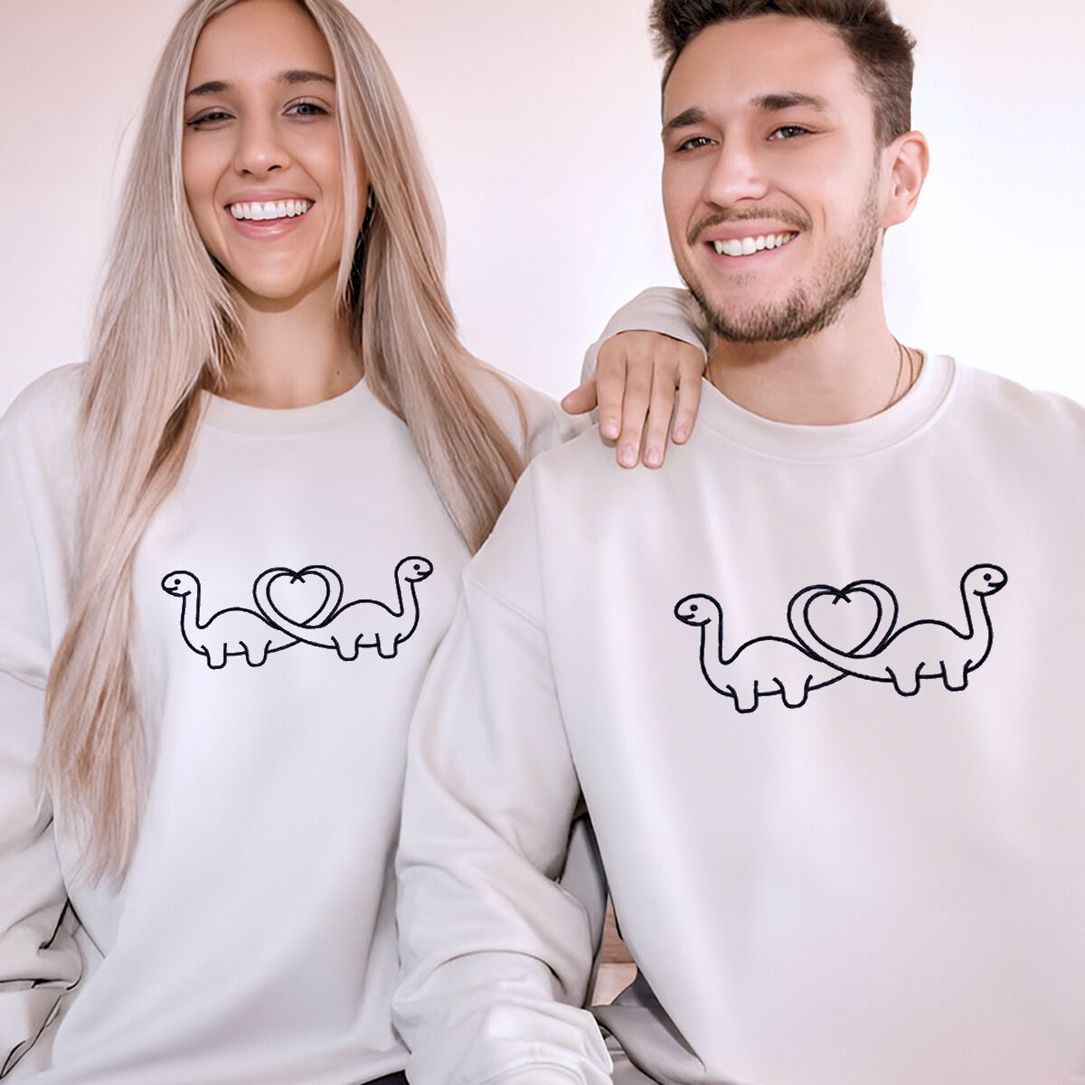 Dinosaur Heart Shaped Tail Sweatshirt or Hoodie, Personalized Couple Gift