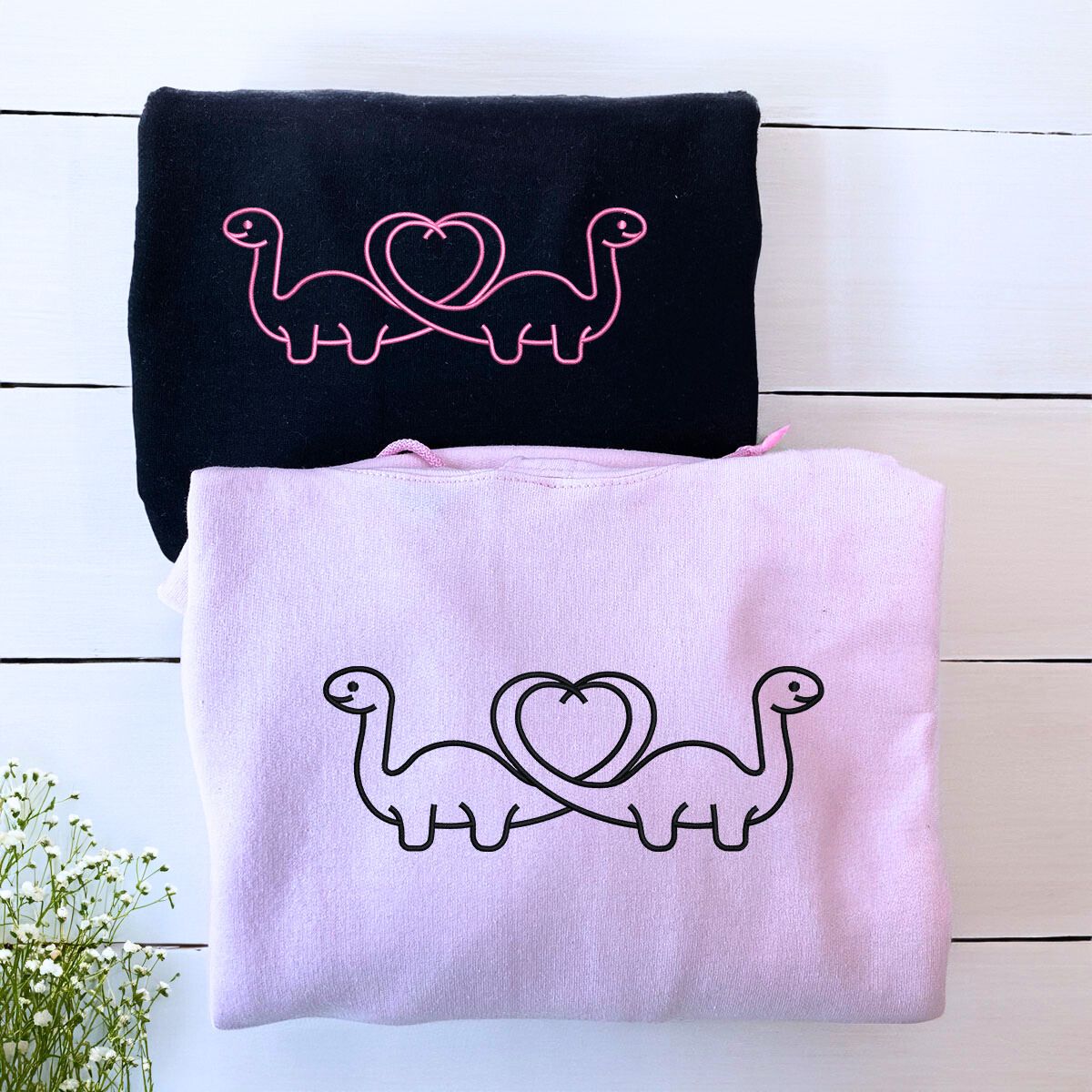 Dinosaur Heart Shaped Tail Sweatshirt or Hoodie, Personalized Couple Gift