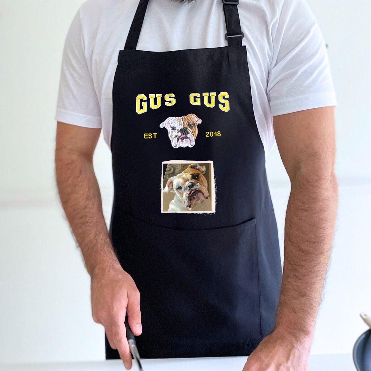 Embroidered Dog Portrait Custom Apron - Personalized Kitchen Accessory