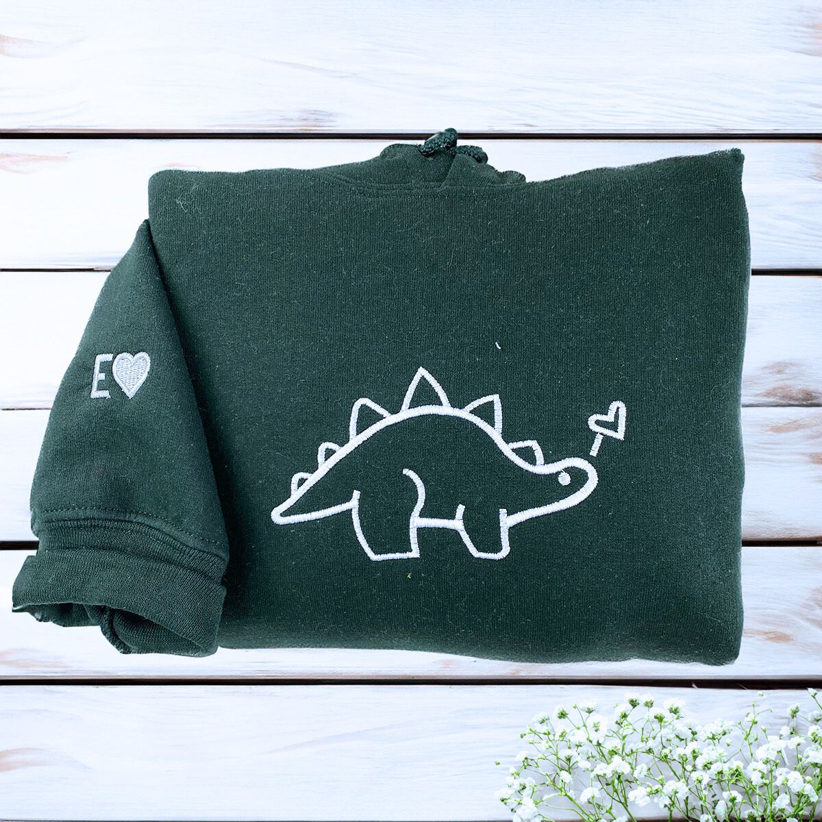 Custom Dinosaur Couple Embroidered Sweatshirt or Hoodie - Romantic Valentines Gift