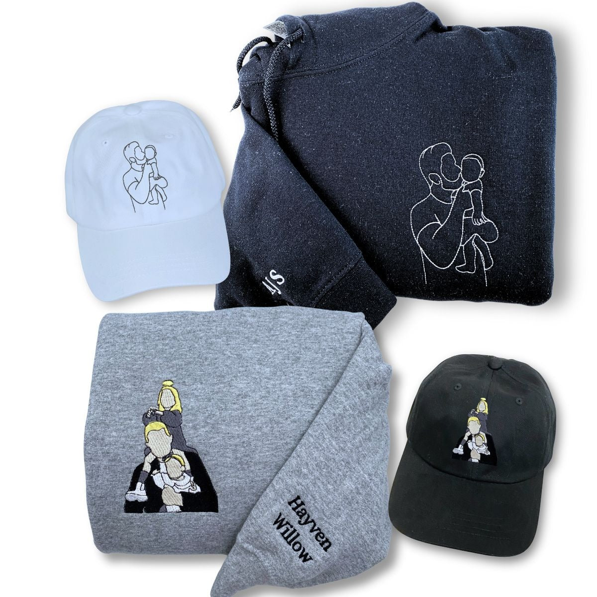 Personalized Embroidered Sweatshirt and Hat Set for Proud Dads