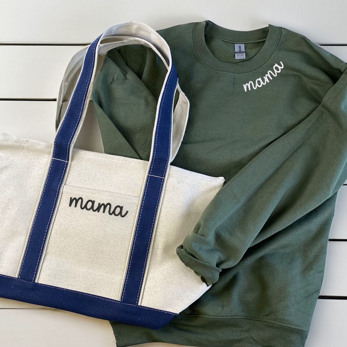 Embroidered Sweatshirt & Tote Combo Set - Stylish Mamas Apparel