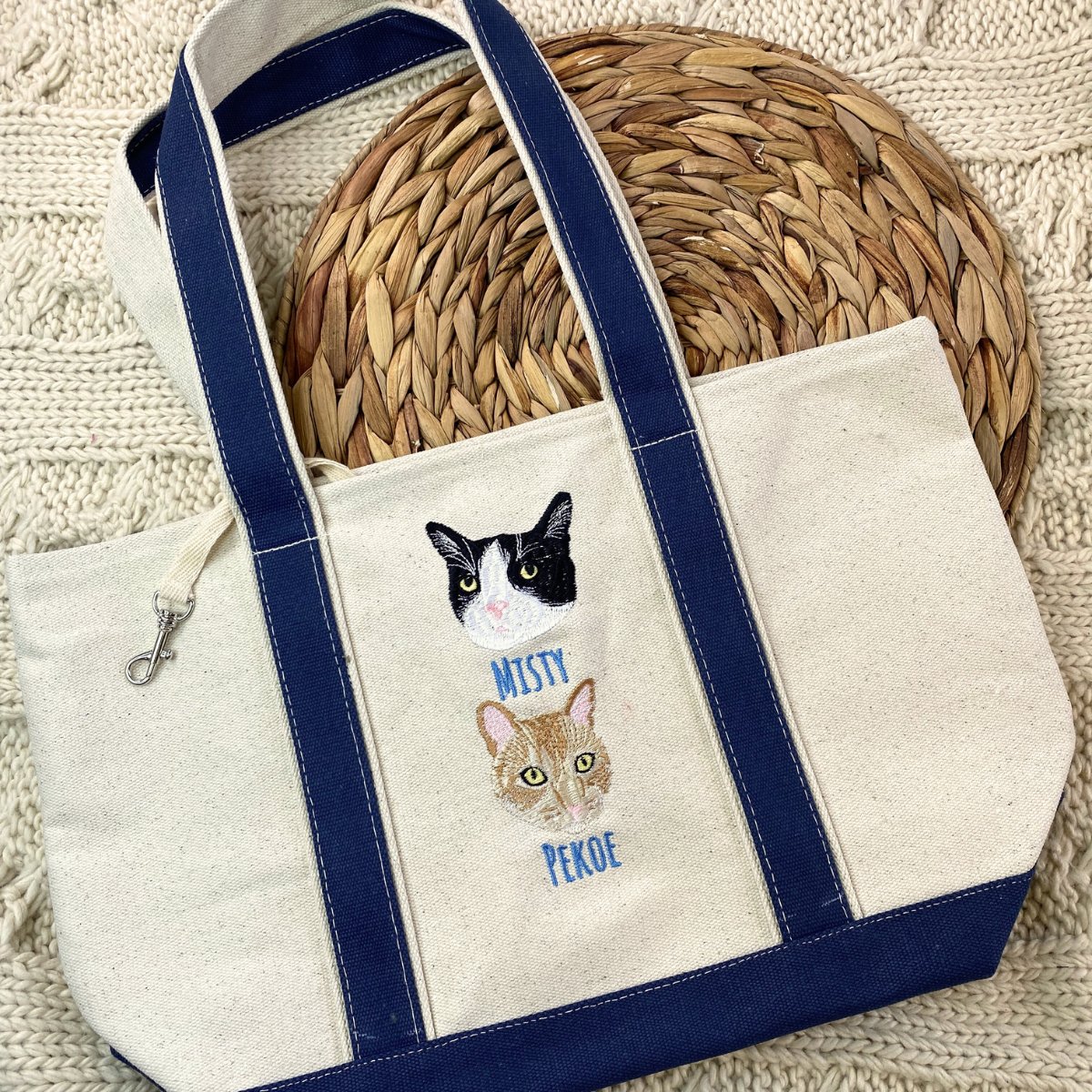 Cat Lover Embroidered Hat & Tote Bag Set