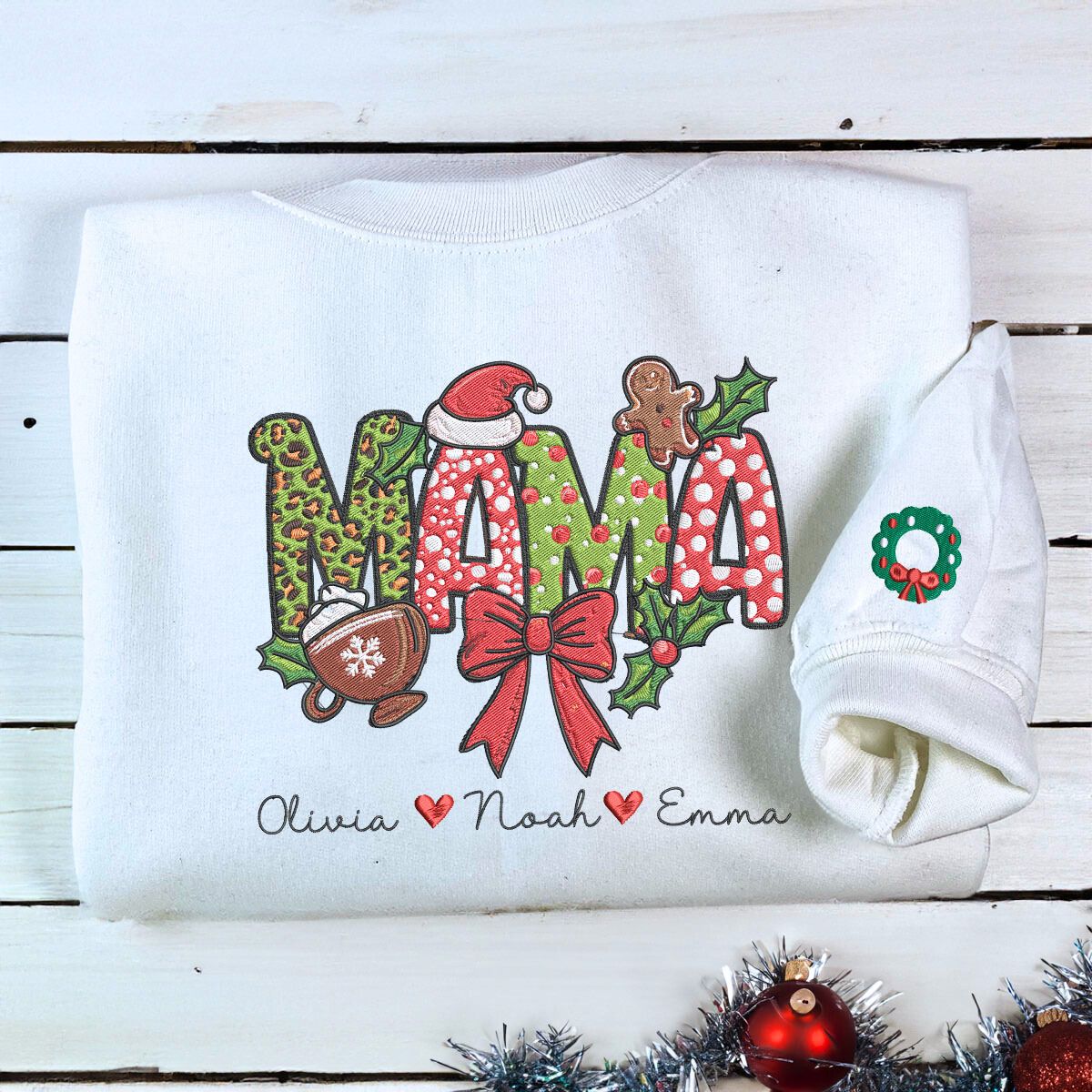 Personalized Christmas Mama Sweatshirt/Hoodie | Custom Family Gift