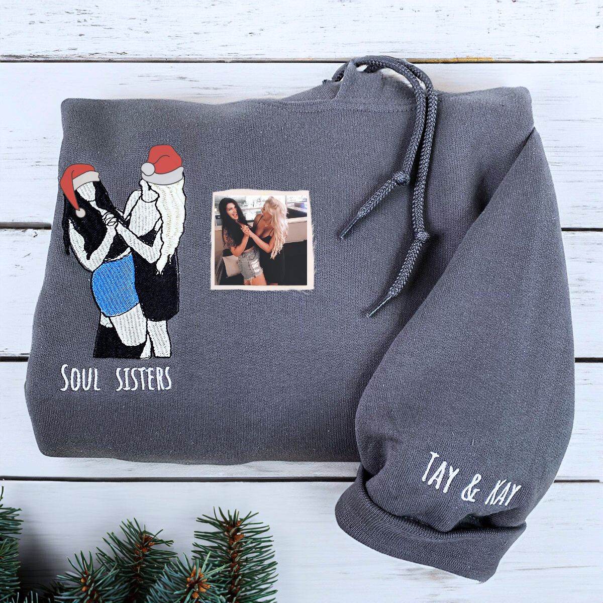 Personalized Christmas Best Friend Portrait Sweatshirt or Hoodie