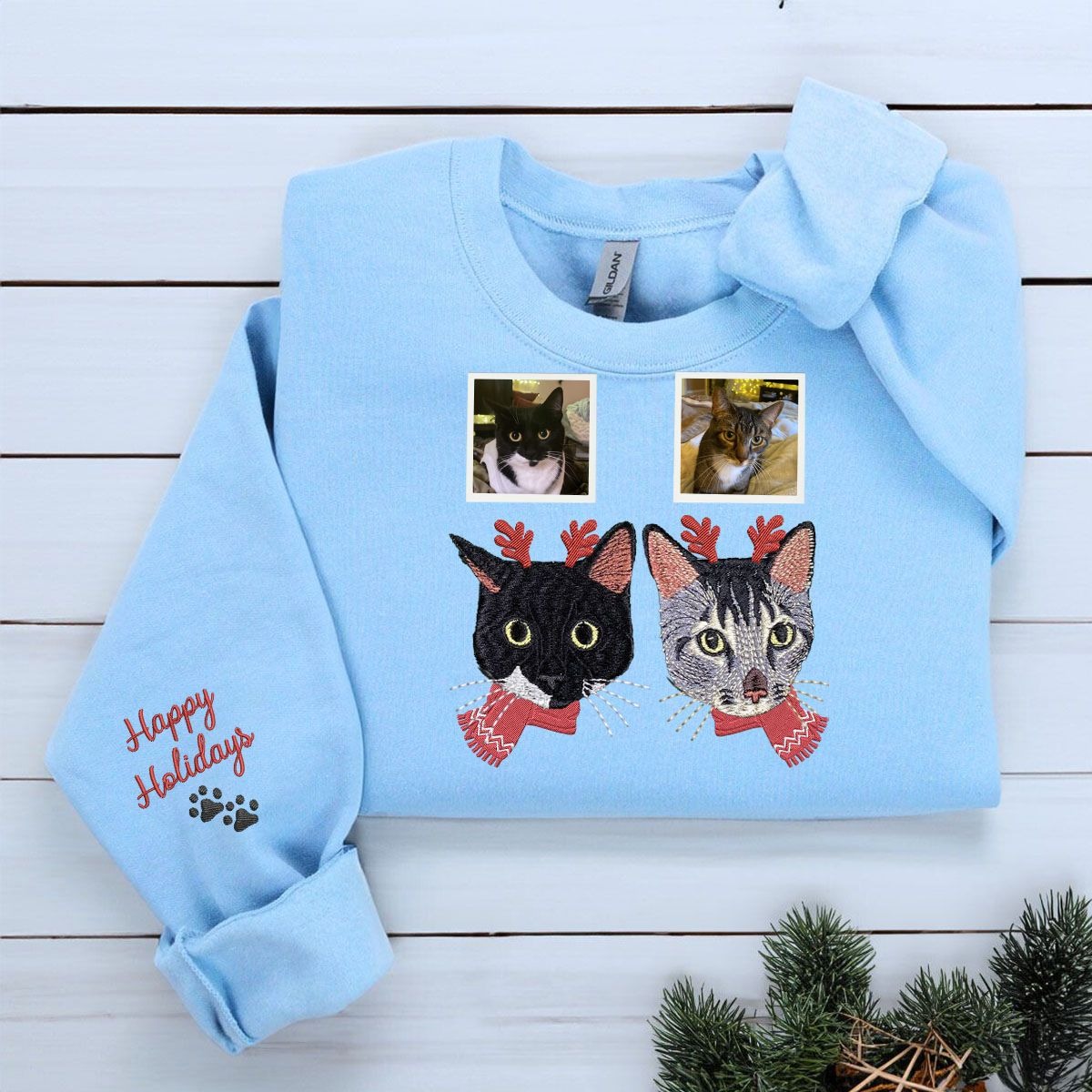 Personalized Horse Christmas Shirt with Embroidered Photo