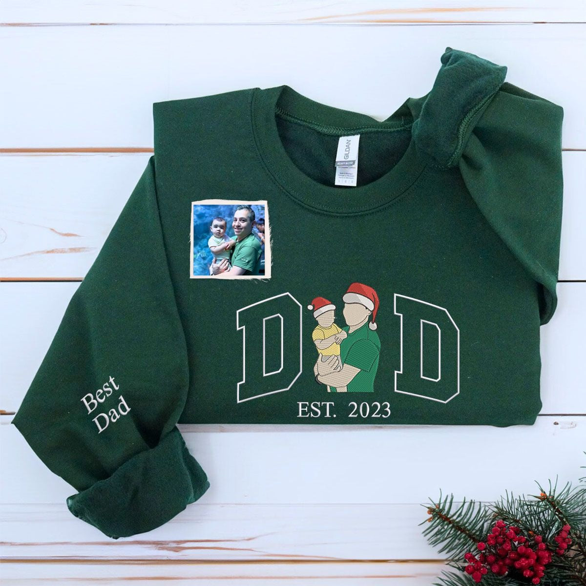 Personalized Family Christmas Embroidered Sweatshirt - Custom Mom & Dad Gift