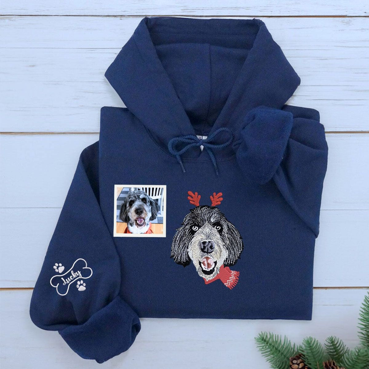 Personalized Horse Christmas Shirt with Embroidered Photo