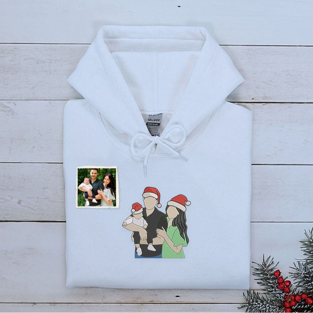 Personalized Family Christmas Embroidered Sweatshirt - Custom Mom & Dad Gift