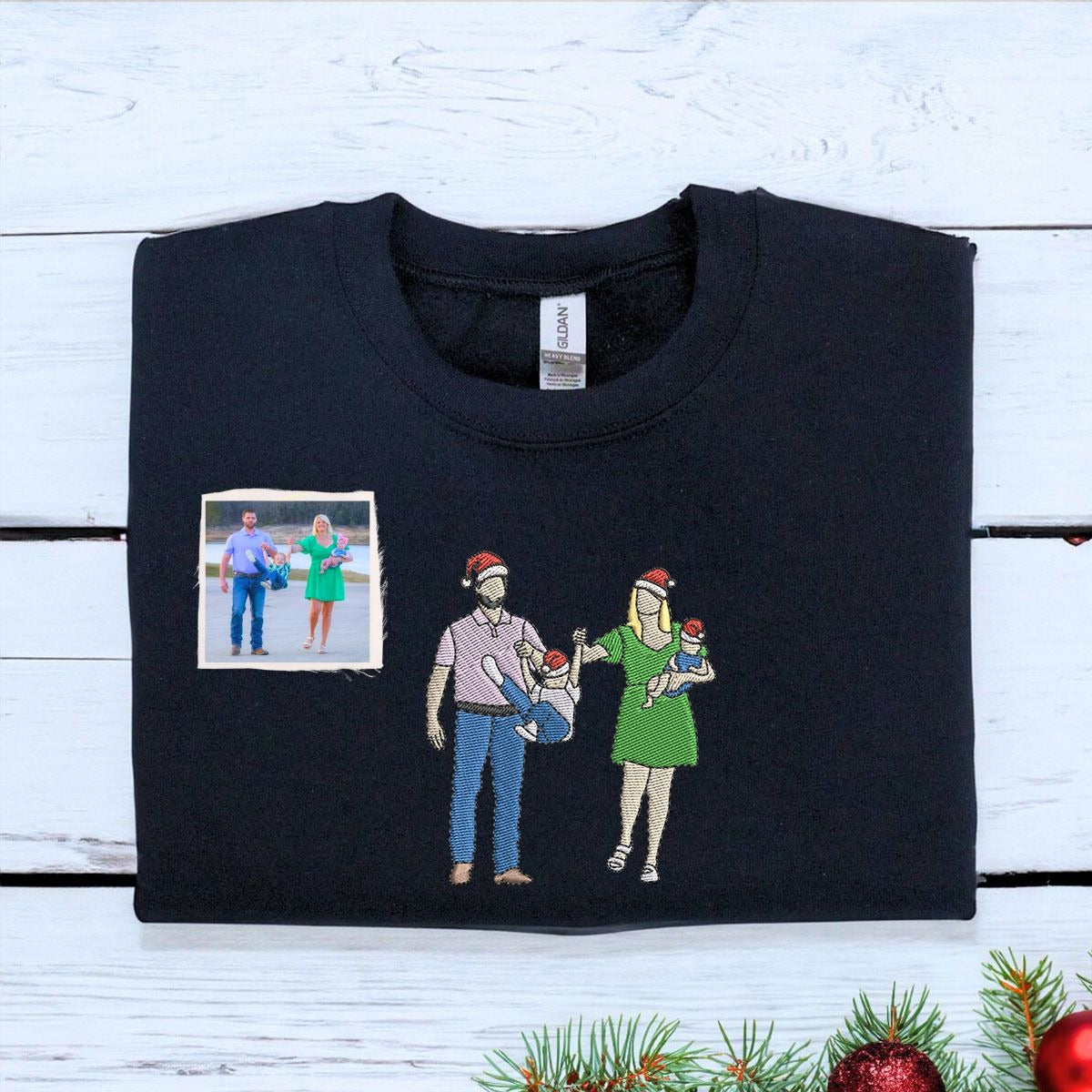 Personalized Family Christmas Embroidered Sweatshirt - Custom Mom & Dad Gift