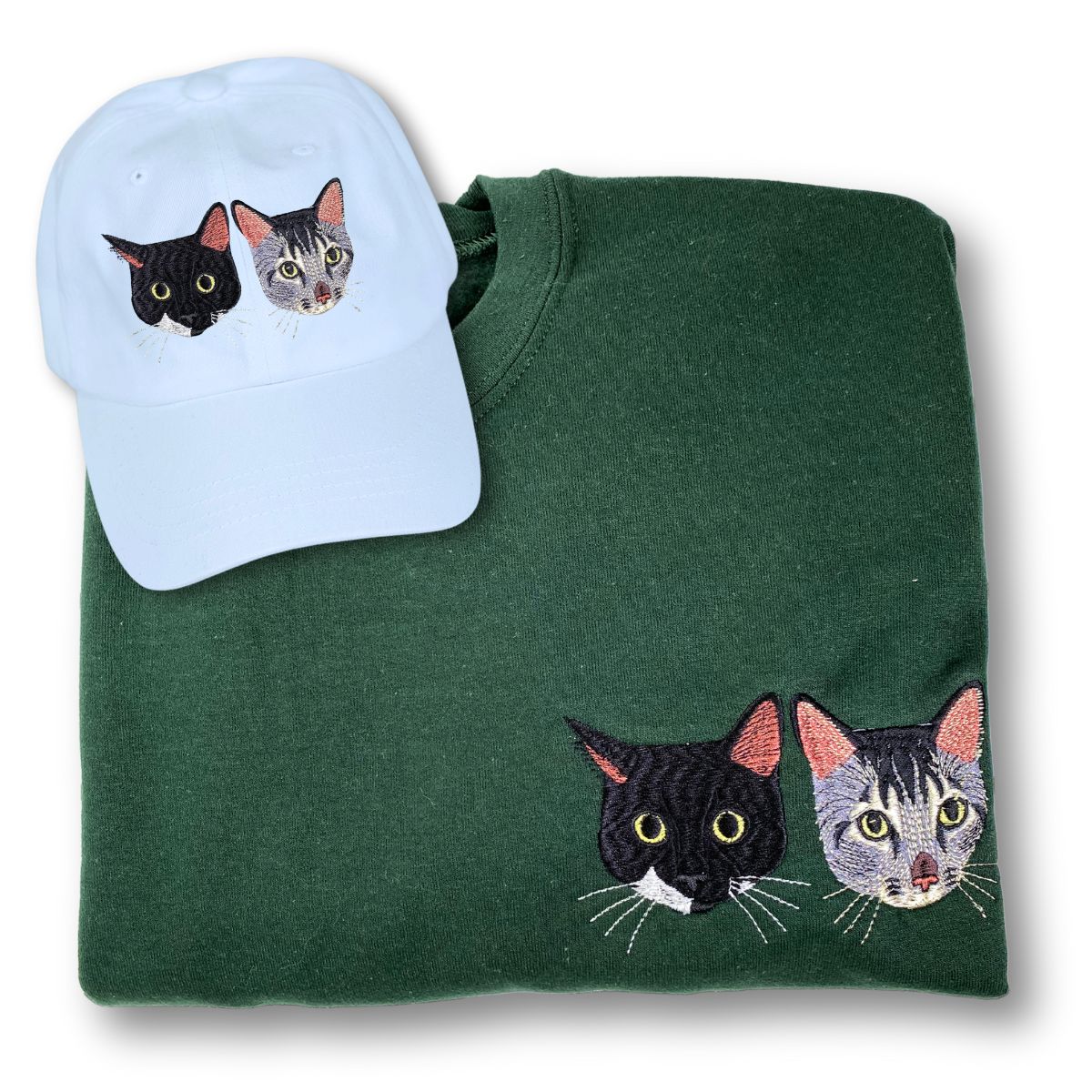 Embroidered Cat Lover Sweatshirt & Hat Bundle - Cozy & Custom Design