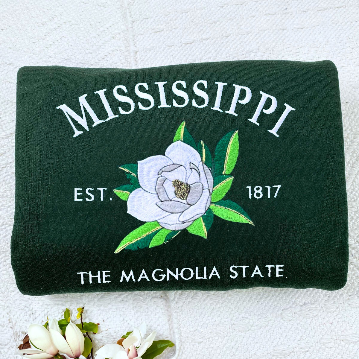 Mississippi Floral State Embroidered Sweatshirt - Premium Comfort