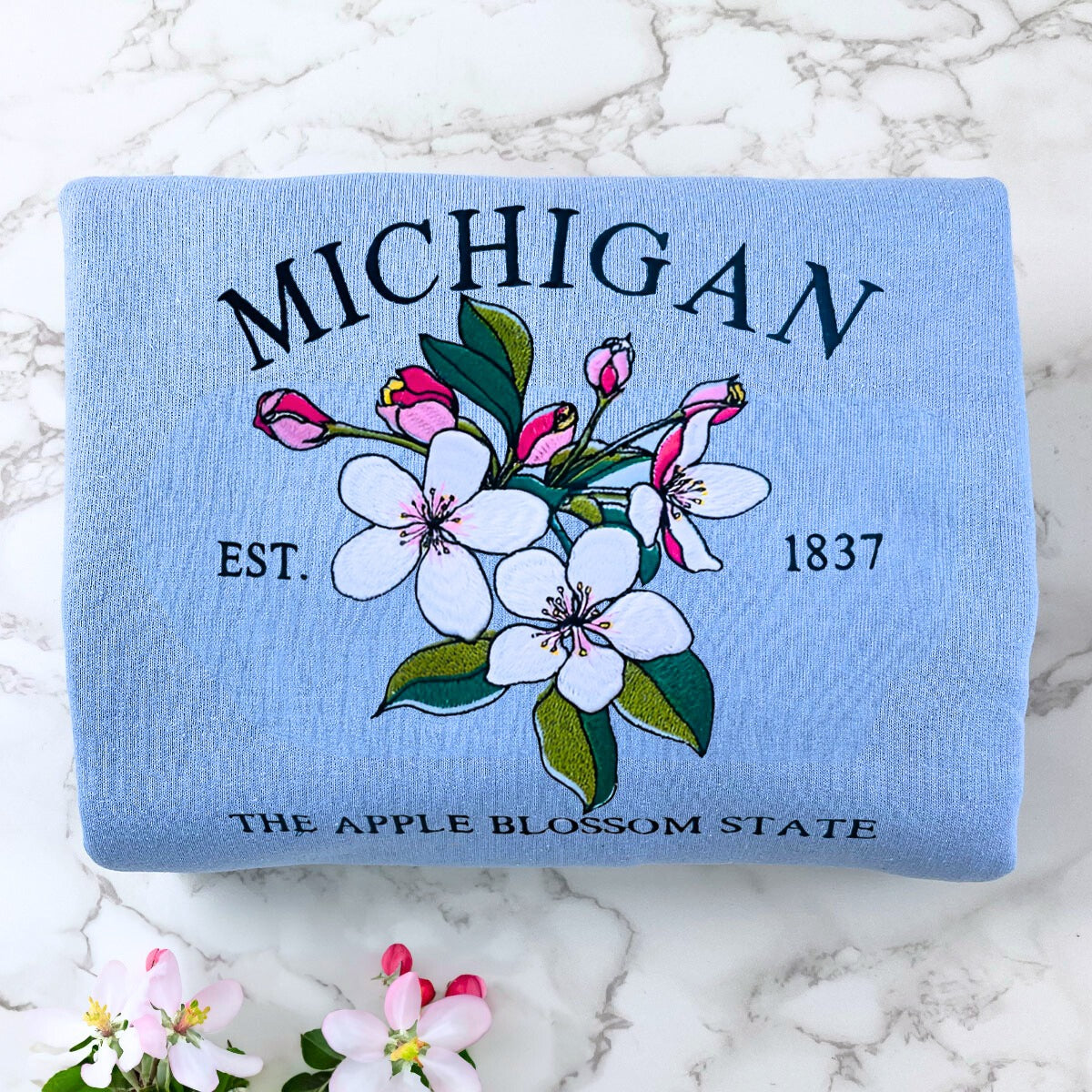 Embroidered Michigan State Apple Blossom Sweatshirt - Cozy & Stylish