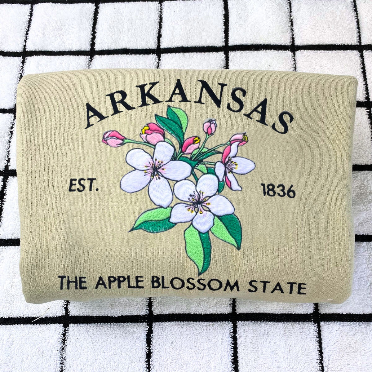 Arkansas Apple Blossom State Embroidered Sweatshirt - Premium Comfort